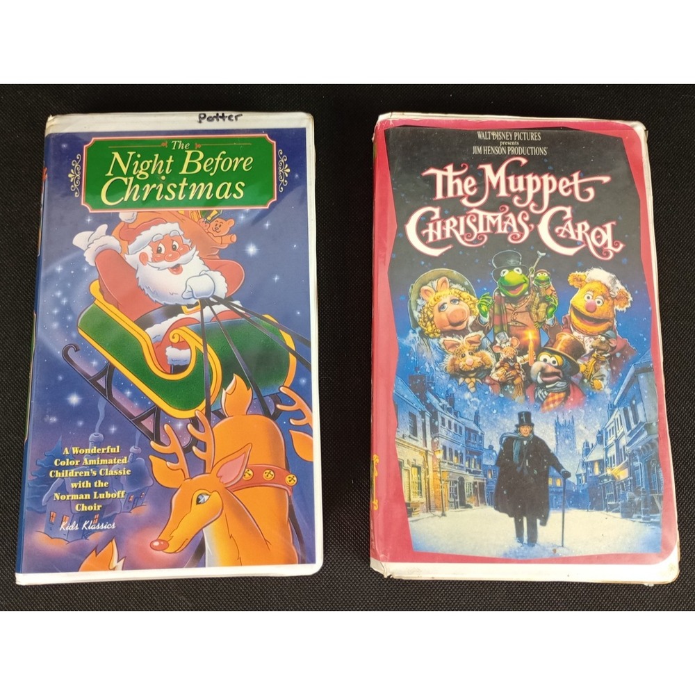 Lot of 2 VHS Clamshell Video Tapes GoodTimes Night Befor Christmas Disney Muppet